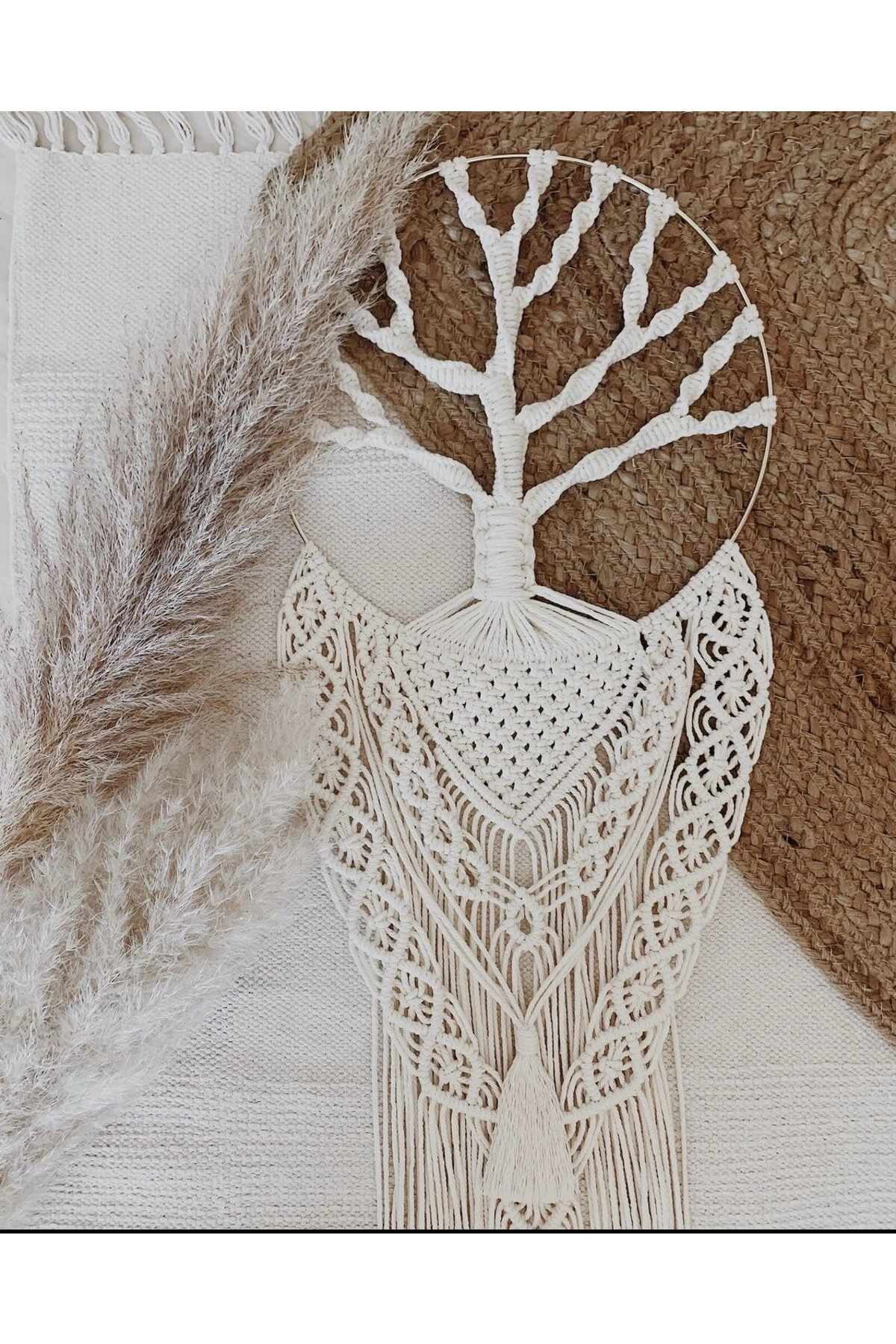 El Yapımı Hayat Ağacı Düş Kapanı  Makrome Duvar Dekoru - Bohem Shop