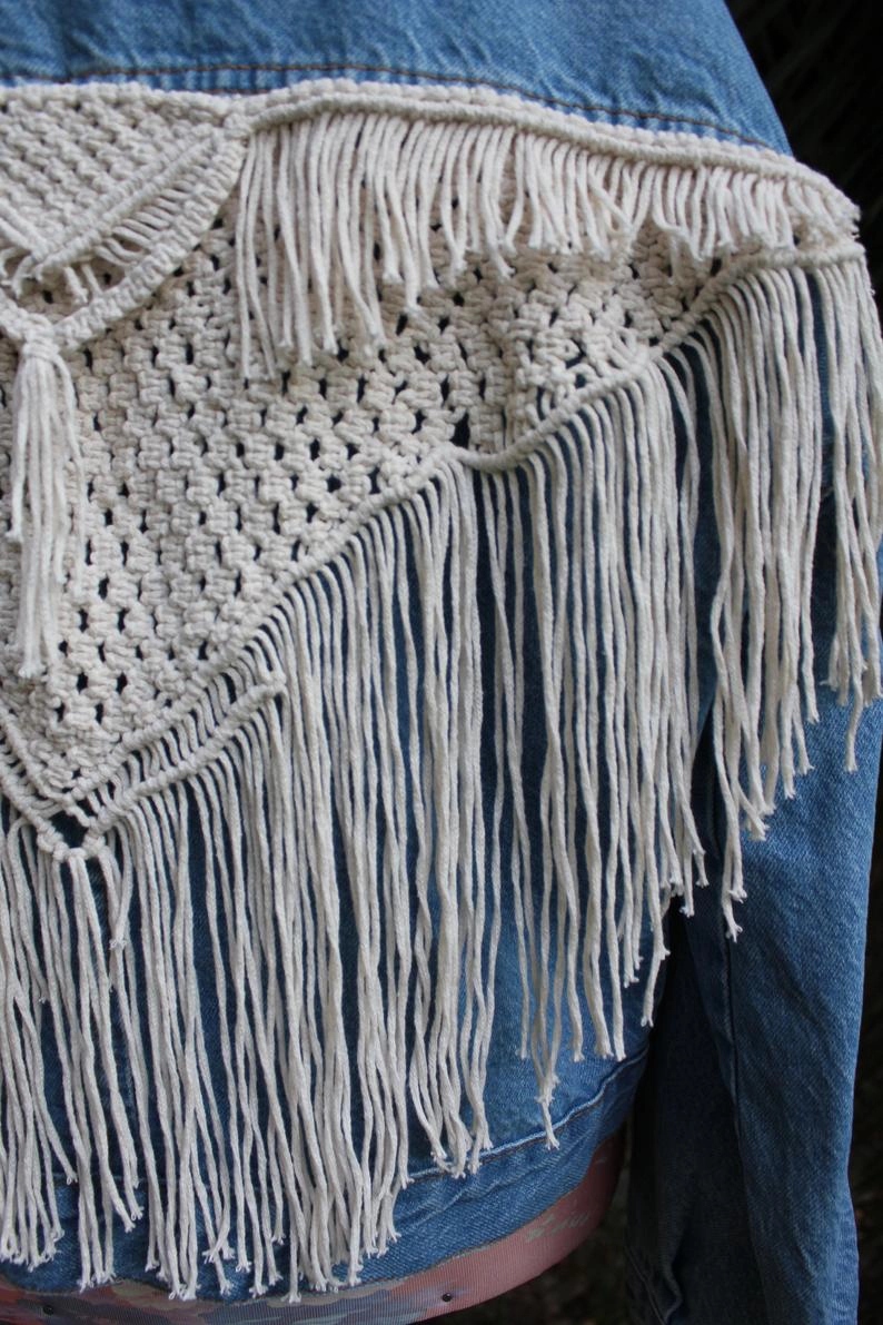 El Yapımı Makrome Kot Ceket Tasarımı - Bohem Shop - Görsel 7