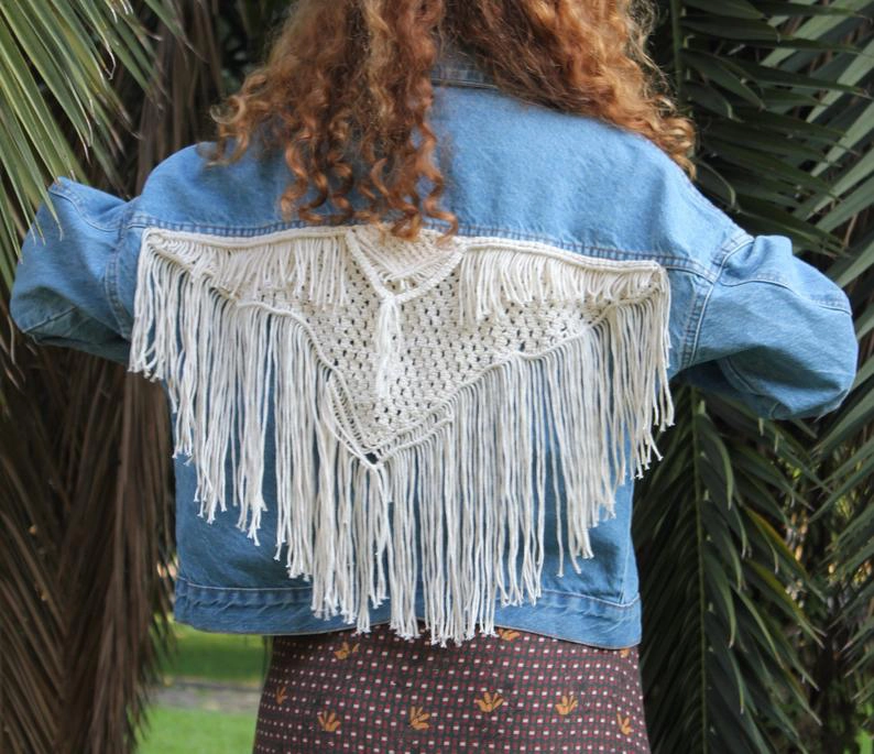 El Yapımı Makrome Kot Ceket Tasarımı - Bohem Shop - Görsel 6