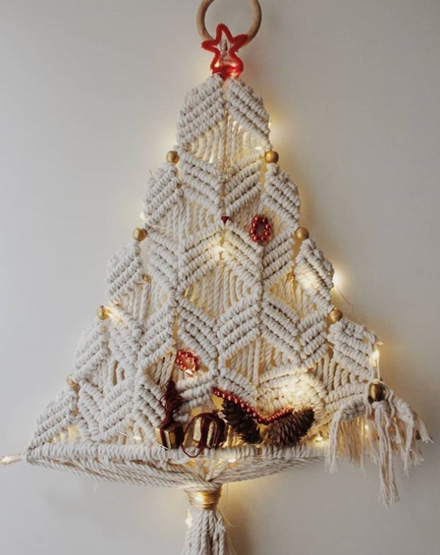 Ledli Makrome Yeni Yil Agaci Duvar Susu Bohem Shop