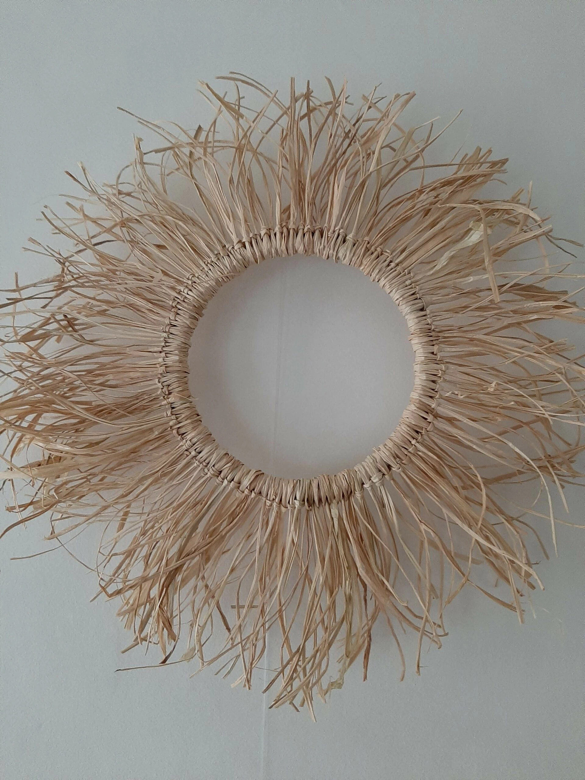 El Yapımı Bohem Duvar Süsü Seti- Etnik Hasır/rafya Duvar Dekoru Bohem Duvar Dekoru Seti - Hasır Tabak - Görsel 4