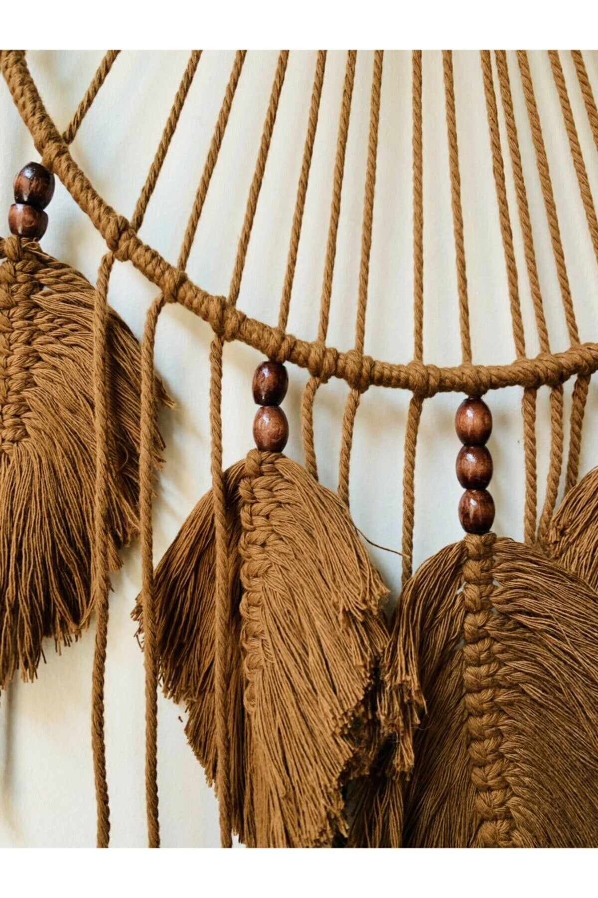 El Yapımı Izlanda Stili Makrome Düş Kapanı/yapraklı Rüya Kovucu-Bohem Shop - Görsel 2