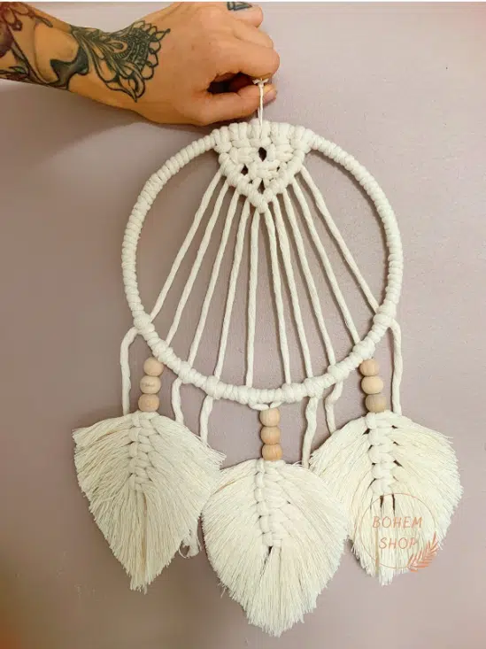 El Yapımı Izlanda Stili Makrome Düş Kapanı/yapraklı Rüya Kovucu-Bohem Shop