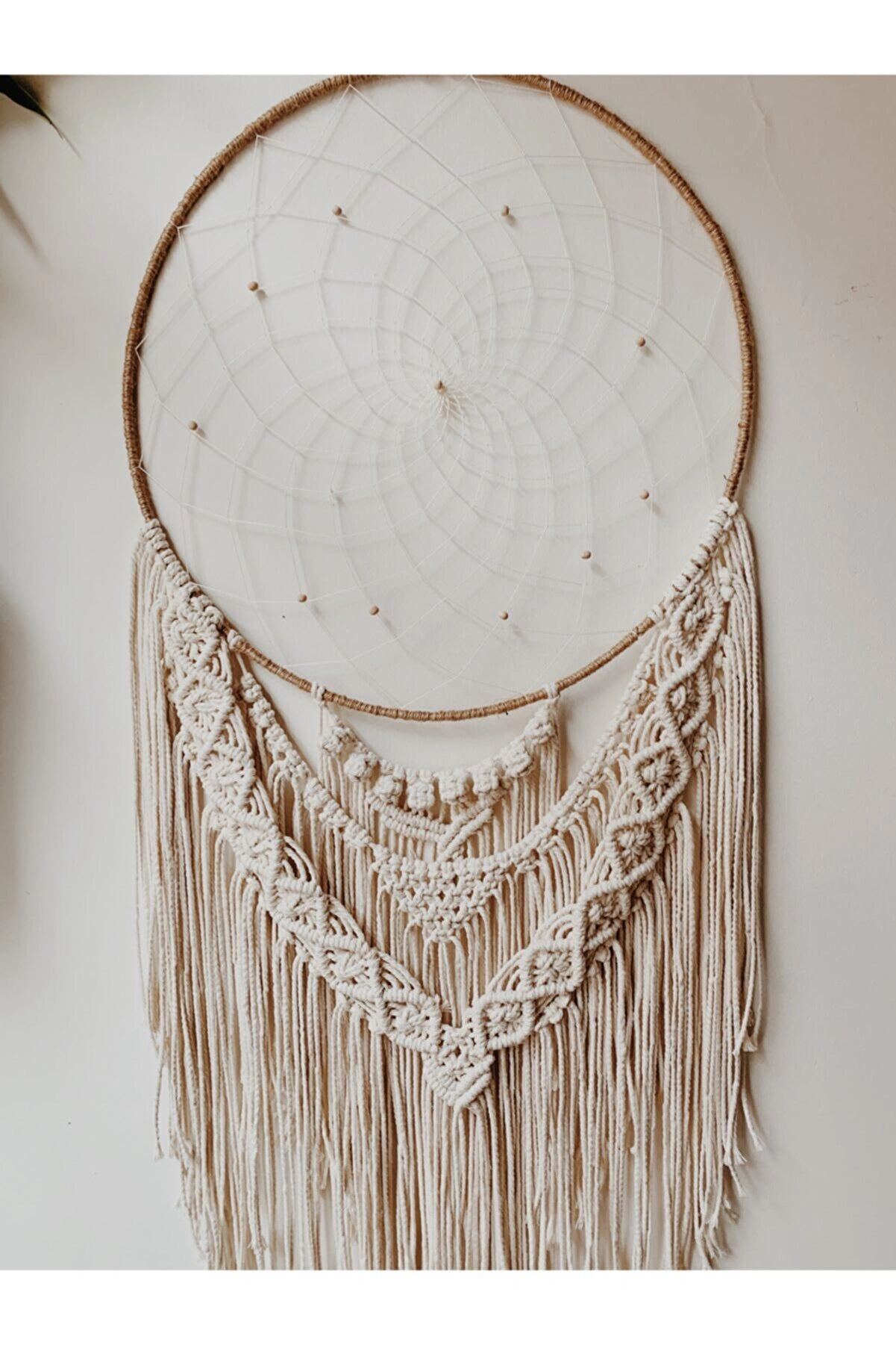 Büyük Boy El Yapımı Makrome Yaprak Detaylı Düş Kapanı Duvar Dekoru Süsü/rüya Koyucu- Bohem Shop - Görsel 3