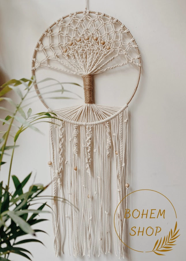 El Yapımı Hayat Ağacı Düş Kapanı Makrome Duvar Dekoru Ev Dekorasyon