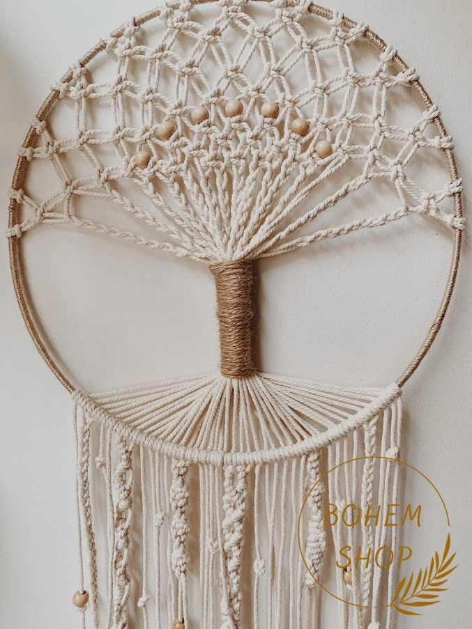 El Yapımı Hayat Ağacı Düş Kapanı Makrome Duvar Dekoru Ev Dekorasyon - Görsel 2