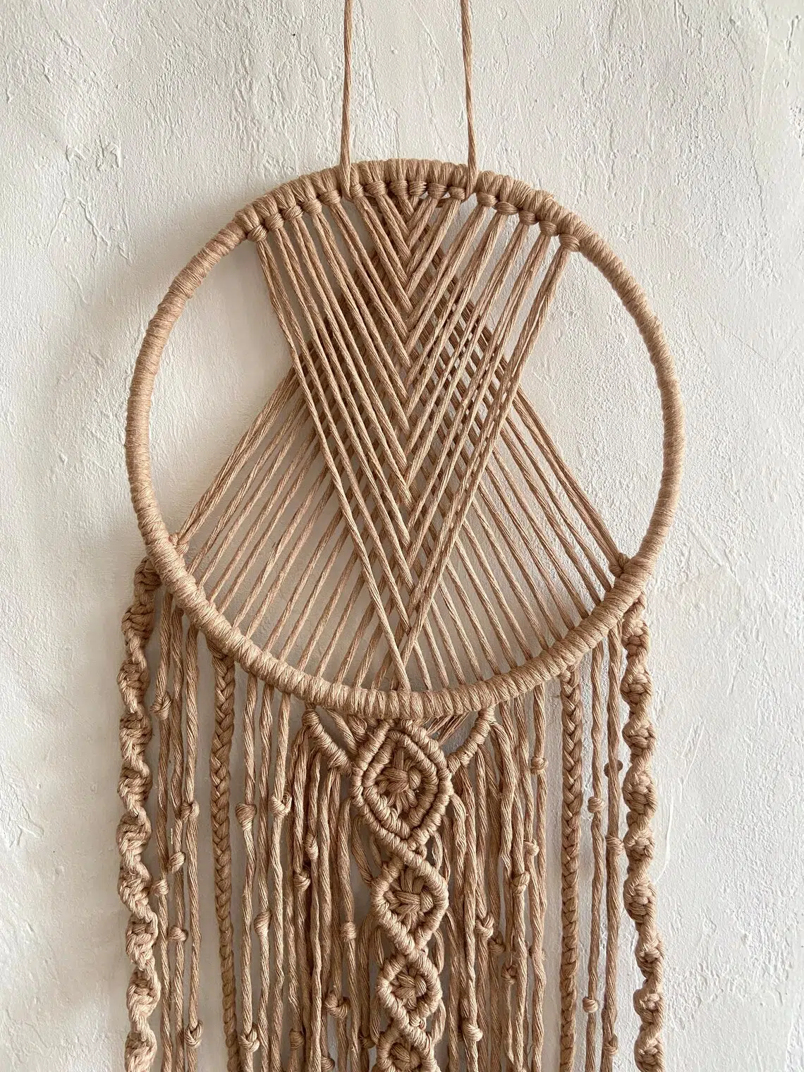 El Yapımı Yaprak Detaylı Makrome Bohem Duvar Dekoru Aksesuarı - Görsel 2