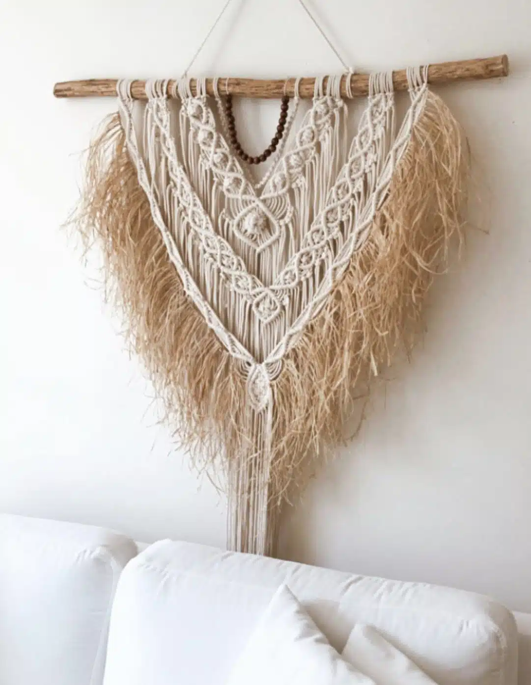 Büyük Boy Tasarım Saçaklı Rafya Etnik Afrika Makrome Duvar Dekoru, Süsü   - Bohem Duvarlar - Yazlık Dekorasyon