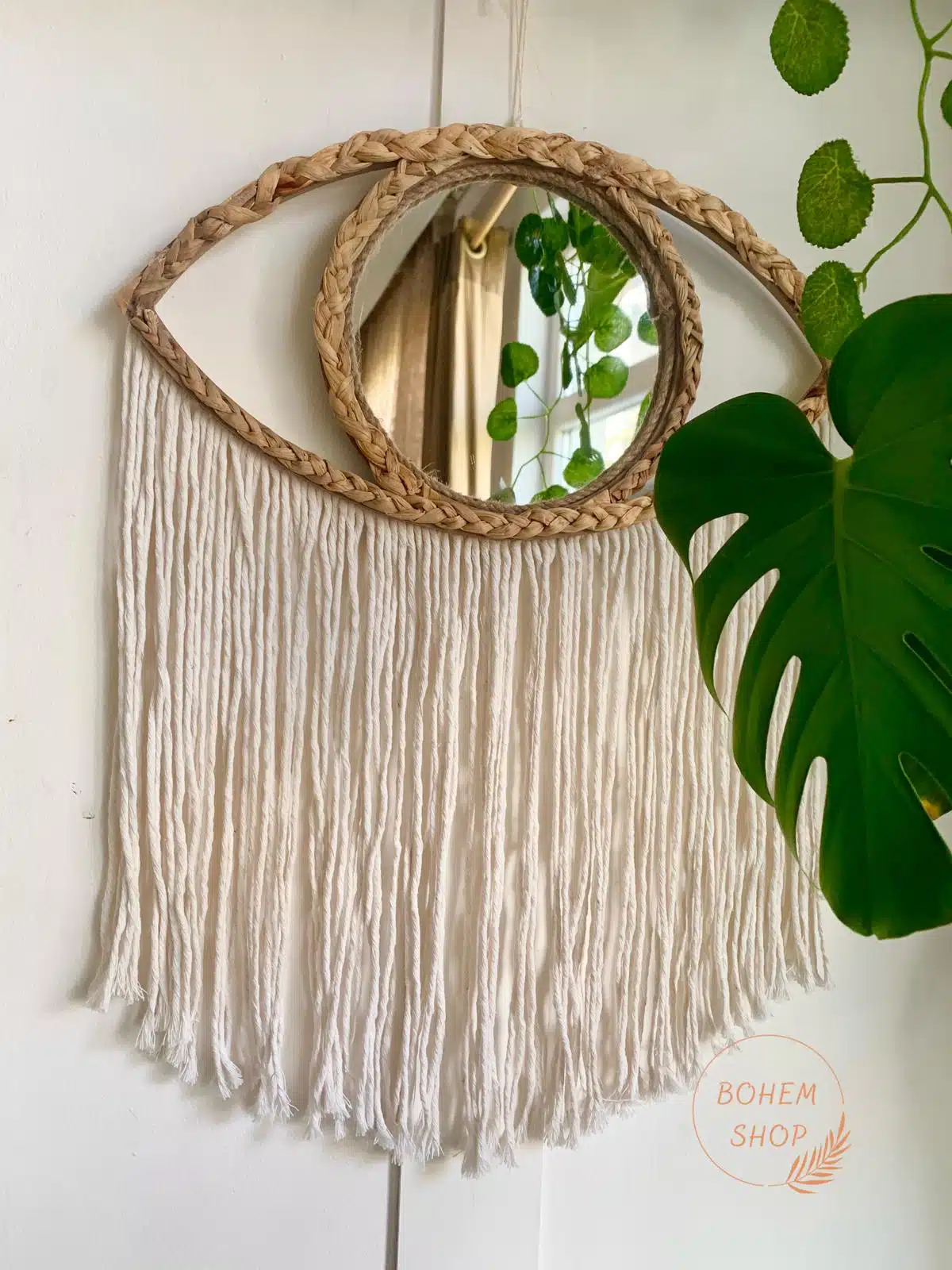 El Yapımı Hasır Örme Jüt Makrome Dekoratif Ayna/bohem Göz Temalı - Bohemshop.com - Görsel 2