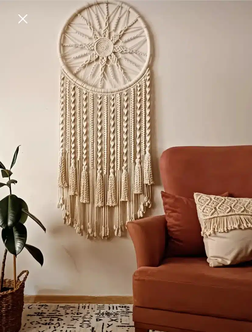 Büyük Boy Detaylı Makrome Düş Kapanı Boho Duvar Süs