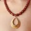 Doğal taşlarla dizili güneş bohem hippie altın gold kolye tasarım kolye  lav taşı