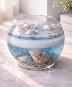 Jel Deniz Kabuğu Detaylı Kase Mum – Okyanus Temalı Dekoratif
