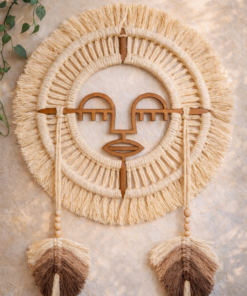 Rustik Kızılderili Kadın Etnik-bohem Makrome Yapraklı Duvar Süsü Duvar Dekoru - Bohem Tasarım