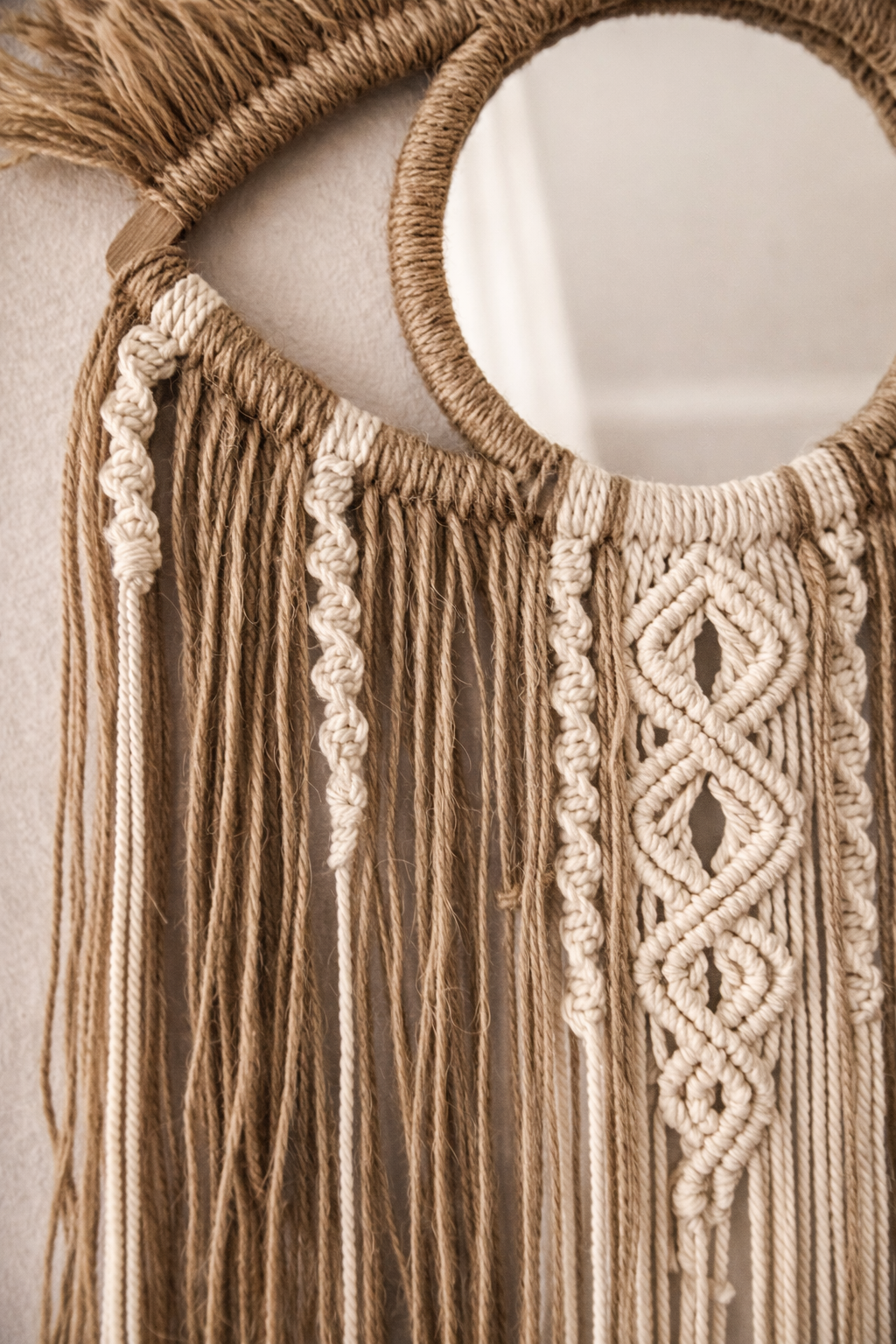 Göz Ayna Detaylı Bohem Büyük Duvar Dekoru Dekoratif Hasır Makrome ev Süs - Görsel 3