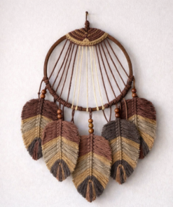 El Yapımı Izlanda Stili Makrome Düş Kapanı/yapraklı Rüya Kovucu Bohem Duvar Süsü, Dekoru - Bohem Shop