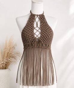 El Yapımı Tasarım Makrome Büstiyer, Festival, Plaj Wear Boho unique